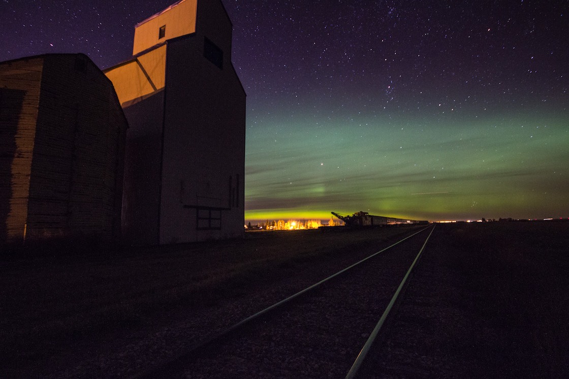 The northern lights in Mossleigh, Alberta