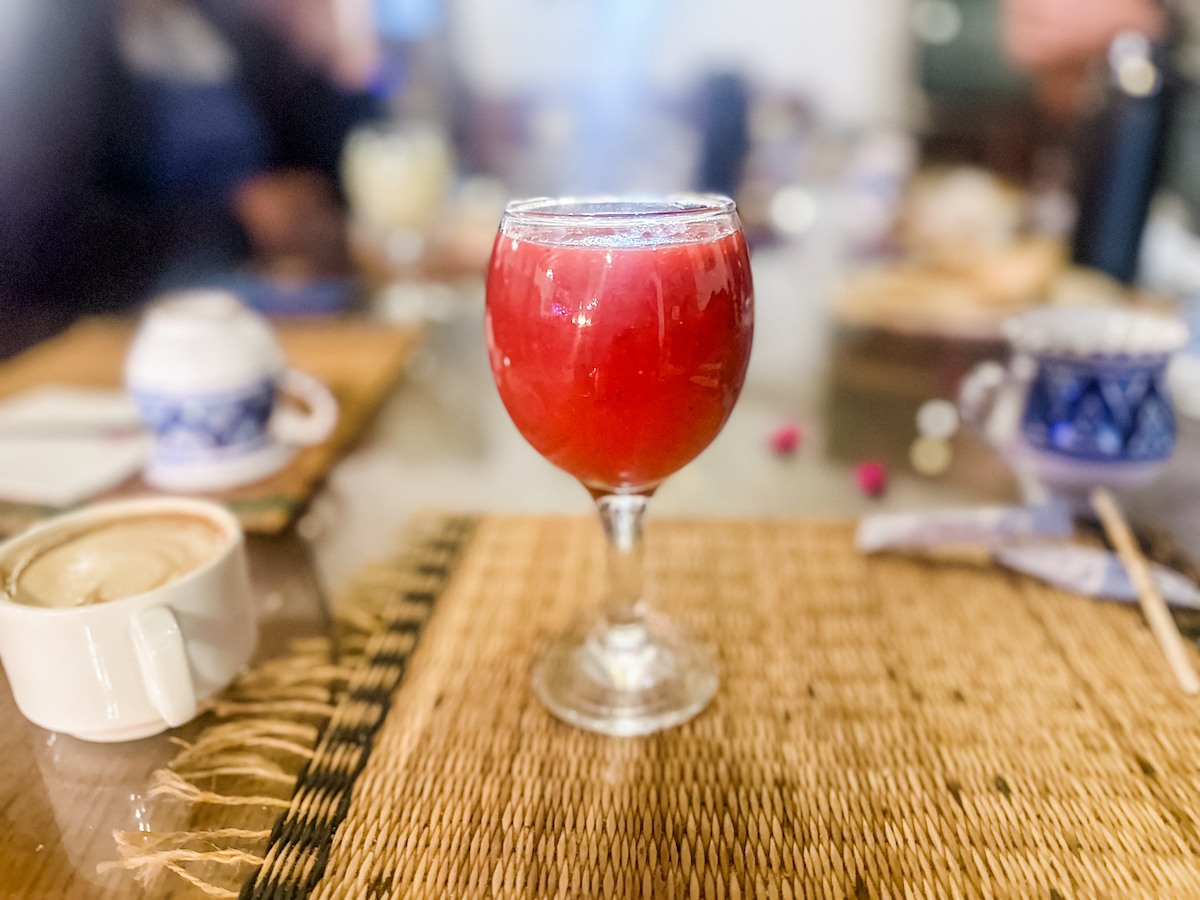Fresh pressed strawberry juice in Tunisia